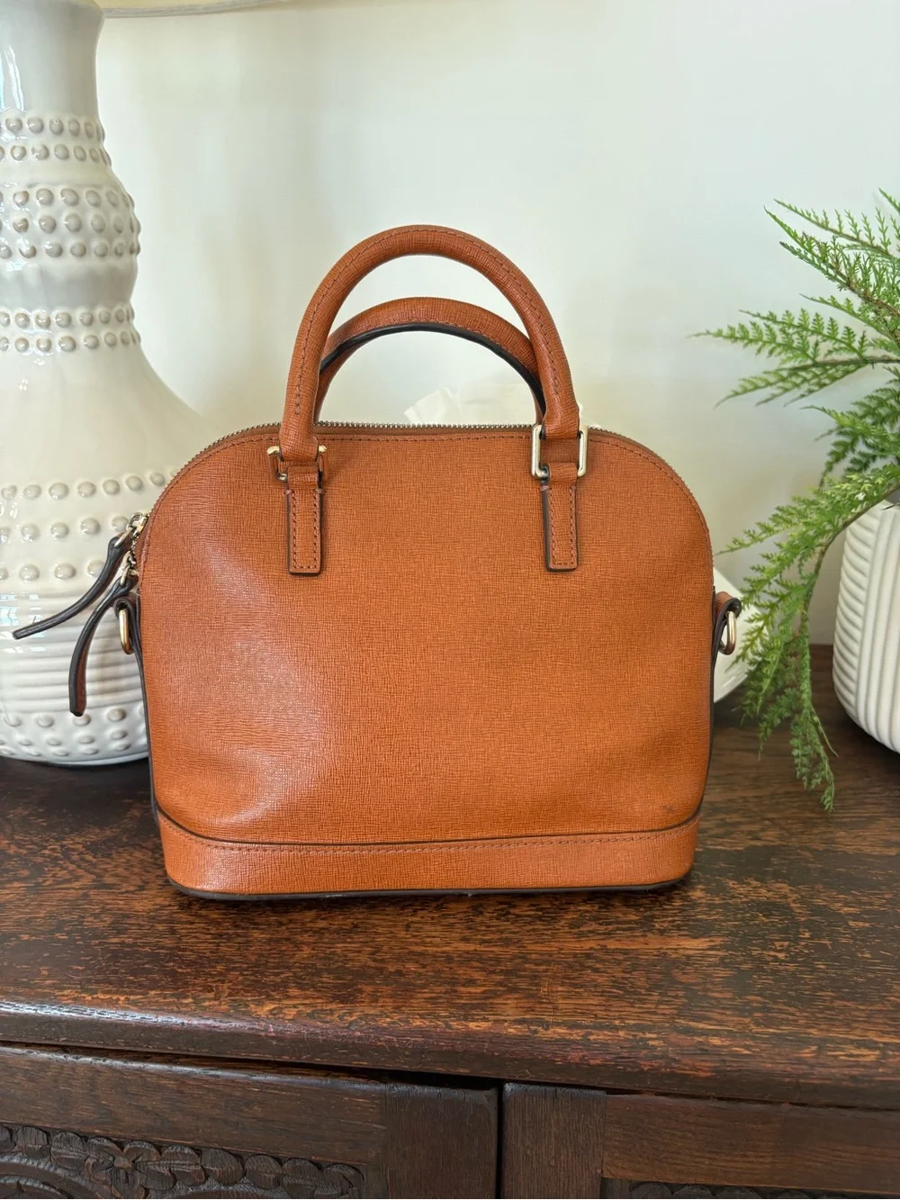 Dooney & Bourke Cognac Leather Dome Satchel